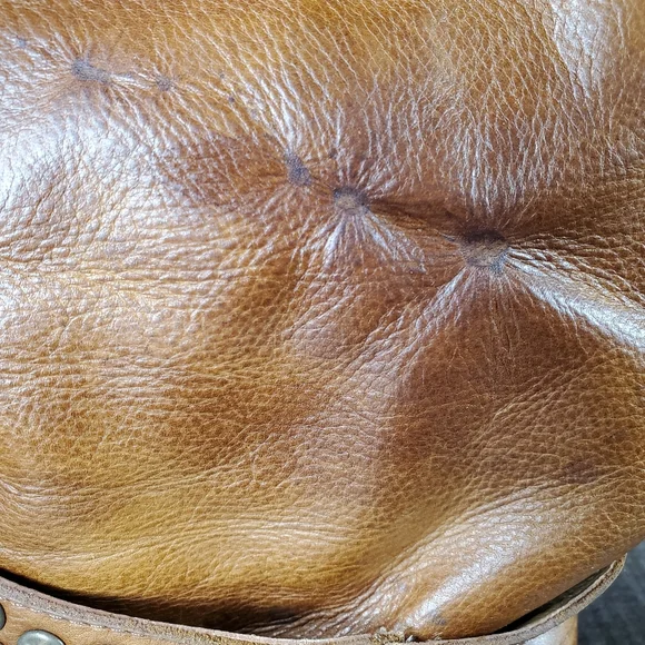 Frye Jenna Women's 6 B Brown Distressed Leather Studded Moto Short Buckle Boots - Picture 10 of 13